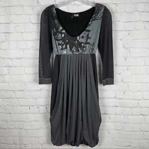 2026 DEUX MILLE VINGT SIX unique long sleeve babydoll dress Paris French, size S